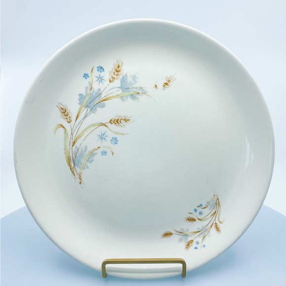 Vintage Japan Autumn Wheat 8701 with Blue Flowers Circular 11.5” Platter - Picture 2 of 8